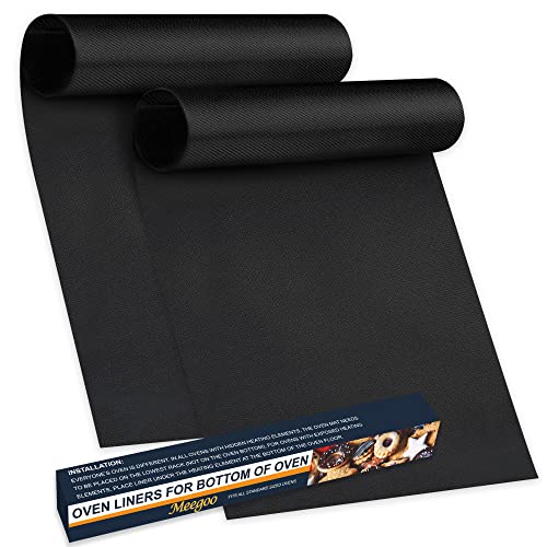 Meegoo Oven Liners for Bottom of Oven, 2 Pack Large Thick Heavy Duty Non-Stick Teflon Oven Mat Set, 15.74'x 23.62' BPA and PFOA Free Oven Floor Protector Liner, Kitchen Friendly Cooking Accessory