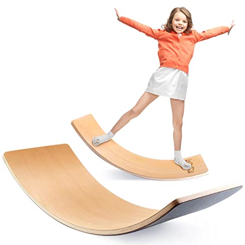 bedmoimo 35 Inch Wooden Balance Board Wobble Board for Kids Toddlers, Teens, Adults, Wood Kids Toys for Kids - Wobble Balance Board Kids - Kids Wooden Toys - Montessori Waldorf Learning Toys Rocker