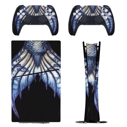 Blue Mermaid Tail Personalized P-S-5 Decal Stickers Cover Skin Full Wrap Face Plate Stickers Compatible with P-S-5 Slim Digital Version