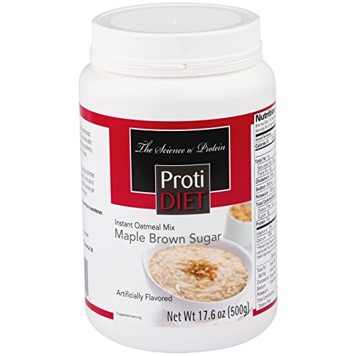 ProtiDIET Instant Oatmeal Mix (7 Pouches), Simply Add Water, No Sugar Meal Replacement, No Trans Fat, 15G Protein, 90 Calories (Maple-Brown Sugar, 17.6OZ)