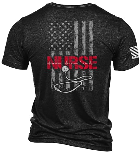 Nine Line Stethoscope Flag Nurses Front Line Heroes Unisex T-Shirt - Patriotic Shirt American Flag Dropline Logo