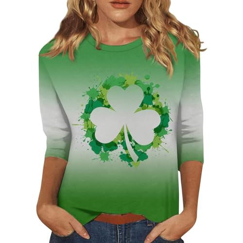 HPJKLYTR Women's T-Shirts Mama Shirt,Amazon Deals Today Petite Tops for Women Spring Blouses 2024 3/4 Length Sleeve Tops St Patricks Day Shirt Shamrock Green Graphic Tees(3-Fluorescent Green,XXL)
