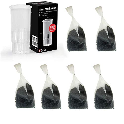 Reefer Red Sea Filter Media Cup w/Inland Seas 6 oz Activated Carbon 6-Pack Bundle (7 Items)