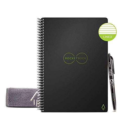 Rocketbook Core Reusable Smart Notebook | Innovative, Eco-Friendly, Digitally Connected Notebook with Cloud Sharing Capabilities | Lined, 6' x 8.8', 36 Pg, Infinity Black