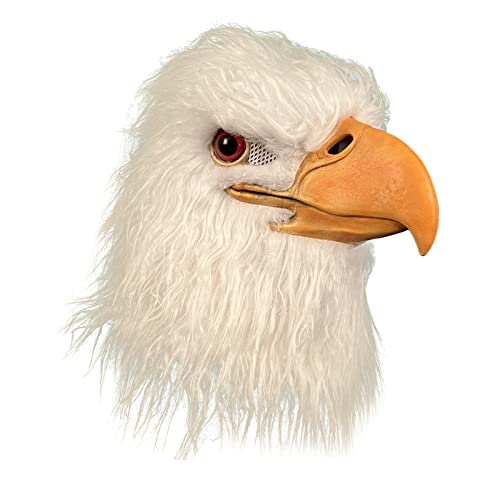 MAKEATREE Eagle Mask Hawk Head Costume for Adult, Animal Rubber Bird Mask Latex Props Decor for Party Halloween Christmas Masquerade Cosplay, White
