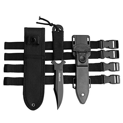 punada Dive Knife - Diving Knife with holster, Thigh Scuba Knife with 2 Types Sheath 2 Pairs Leg Straps, Black Premium Divers Knives Shears for Outdoor Spearfishing, Snorkeling