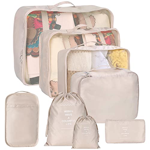 8 Set Packing Cubes for Suitcases, kingdalux Travel Luggage Packing Organizers with Laundry Bag, Compression Storage Shoe Bag, Clothing Underwear Bag, for Man & Women
