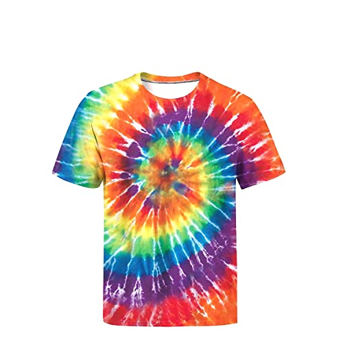 Tie Dye Shirts for Men Women, Short Sleeve Mens Tie Dye Shirts, Mens Women Rainbow Tie Dye T Shirts