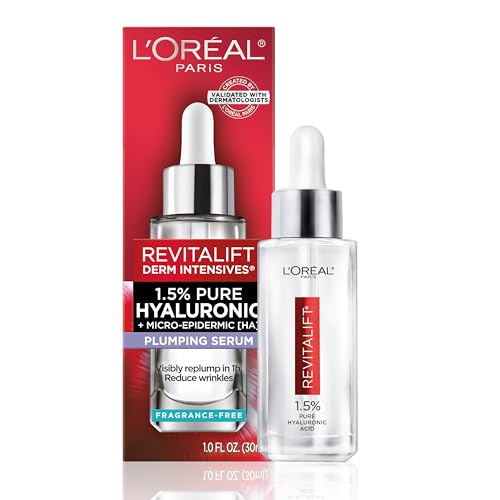 L'Oreal Paris Revitalift 1.5% Pure Hyaluronic Acid Face Serum, Hydrate & Reduce Wrinkles, Fragrance Free 1 oz