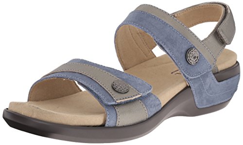 Aravon Women's Katherine-AR Flat Sandal,Blue/Multi,5 2E US