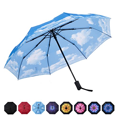 SY COMPACT Travel Umbrella Windproof Automatic LightWeight Unbreakable Umbrellas-factory outlet umbrella (Blue)