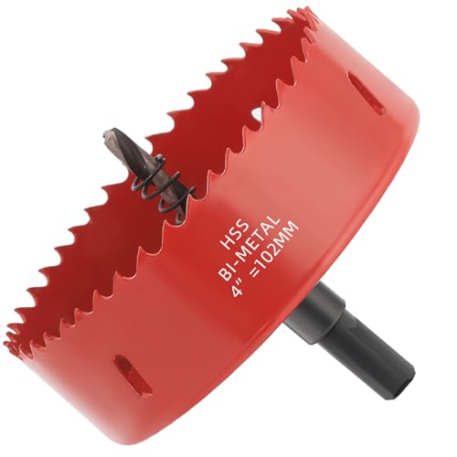 GARHWAL 4 in. Bi-Metal Hole Saw Drill Bit - General Purpose Saw for Wood, Plywood, Cornhole, Ceiling, and Drywall - Includes Arbor & Pilot Bit