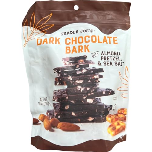 Trader Joe's Dark Chocolate Bark with Almond Pretzel Sea Salt, 10 oz (Pack of 1)