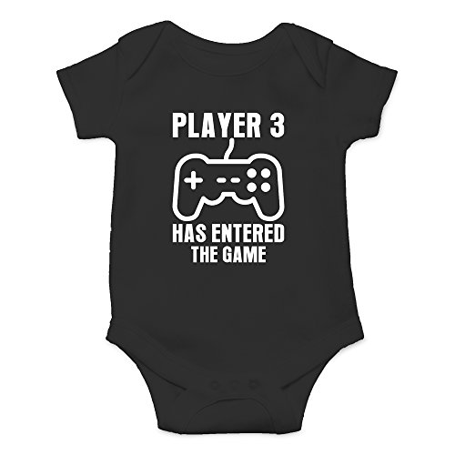 Crazy Bros Tee's Player 3 Has Entered the Game Baby Bodysuit | Funny Infant Boy Outfit Cute Unisex Comfy Humor (Newborn, Black)