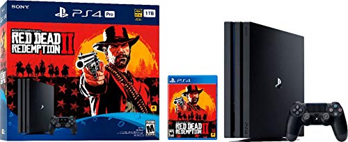 New Sony PlayStation 4 Pro 1TB Red Dead Redemption 2 Console Bundle with HDR Technology for 4K TV Gaming - Jet Black