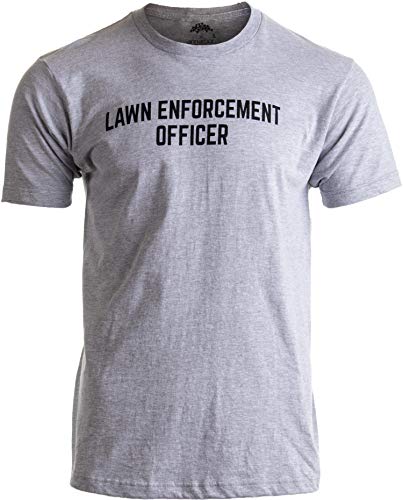 Lawn Enforcement Officer | Dad Joke Funny Father Grandpa Men Landscaping T-Shirt-(Adult,XL) Vintage Grey