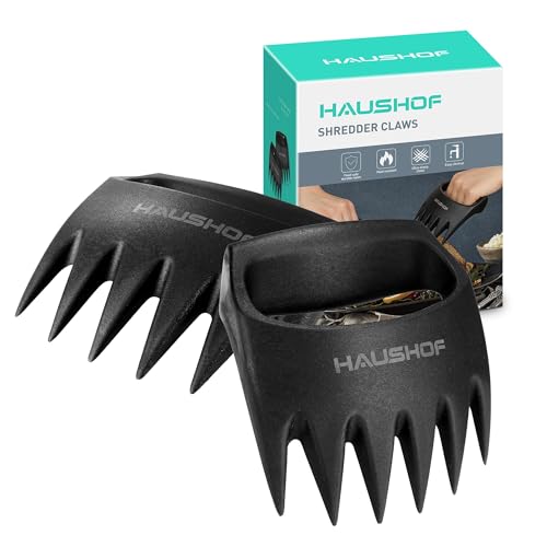 HAUSHOF Meat Shredder Claws, Meat Claws for Shredding, Bear Claws for Shredding Meat- Grill Tools & Smoking Accessories for BBQ, Ultra-Sharp, Easily Lift & Hold Chicken, Pork, Great Gift