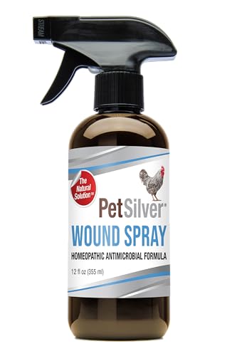 PetSilver Wound Spray Chicken & Bird Formula with Patented Chelated Silver, Healing Aid for Pecking Sores, Bumble Foot, Cuts, Wounds, Burns, and Skin Irritations, Chicken Care, Made in USA, 12 fl. oz.