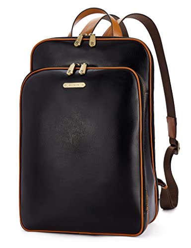 BOSTANTEN Womens Laptop Backpack, 15.6 inch Leather Computer Back Pack Business College Daypack Vintage Large Travel Bag