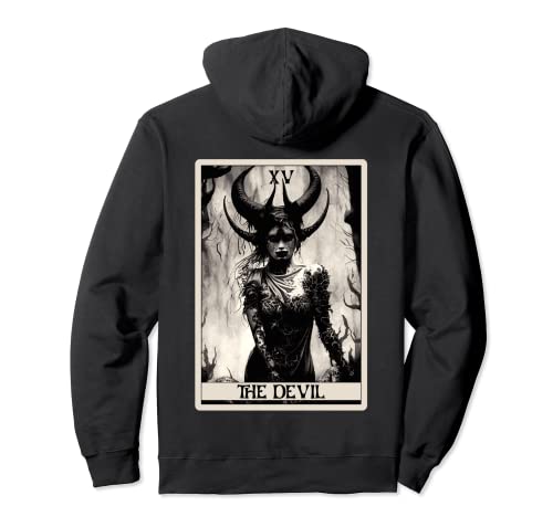 Occult Dark Art Horror The Devil Tarot Card Pullover Hoodie