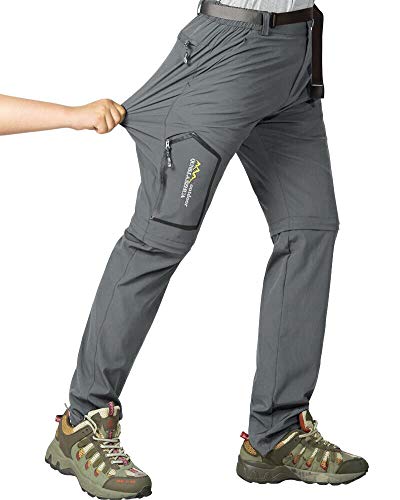 Mens Hiking Stretch Pants Convertible Quick Dry Lightweight Zip Off Outdoor Travel Safari Pants (818 Dark Grey 34)