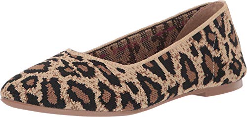 Skechers womens Cleo - Claw-some Leopard Print Engineered Knit Skimmer Skechers Women s Ballet Flat, Natural, 7 US