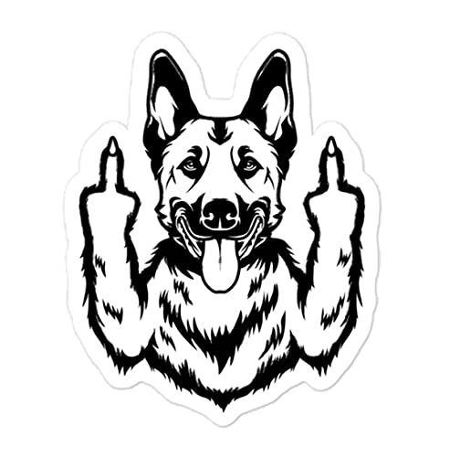 Malinois Middle Finger Sticker (2 Pack) 4” x 3” Malinois Funny Vinyl Decals for Cars, Car Windows, Water Bottles, Phones. Perfect for K9 Unit, K9 Handler, Maligator Owners
