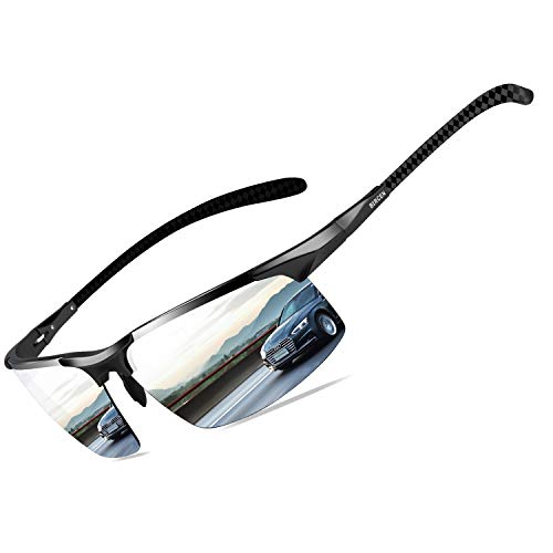 BIRCEN Mens Polarized Sunglasses UV-Protection: Carbon Fiber Sport Black Shades for Men Driving Fishing
