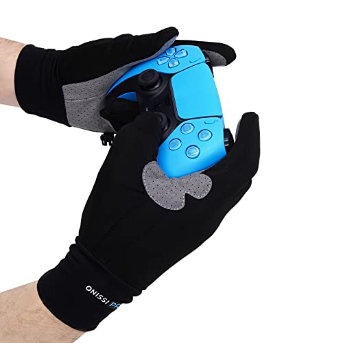 ONISSI Pro Gaming Gloves for Sweaty Hands|Gamer Grip Gloves for Video Games|Sim Racing Gloves for Men and Women|Anti Sweat, Black, Full Finger Gaming Gloves for PS4/PS5/Xbox/Computer/PC/VR/Sim Racer