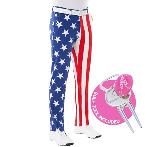 Royal & Awesome USA Flag Pants, American Flag Pants, American Flag Pants Men, Patriotic Golf Pants, American Patriotic Flag Pants for Men