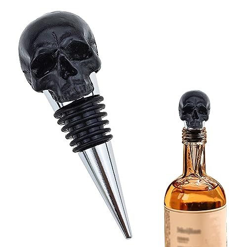 Black Skull Decor Wine Stopper with Rubber Sealed Loop Accessories Gift for Bar Wedding Banquet Party Wine Champagne Lovers for Gifts