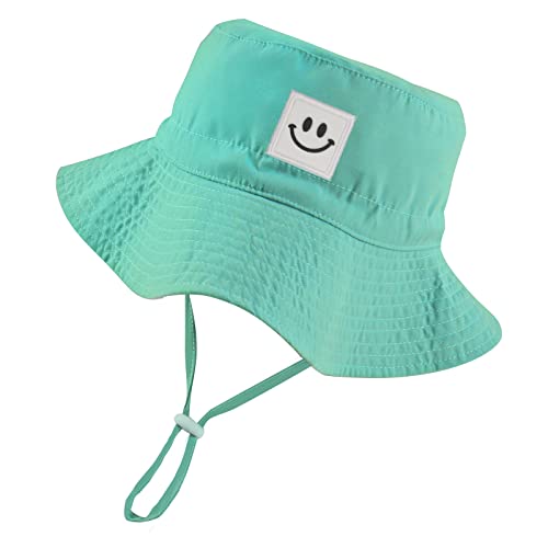 Fynnsure Smile Face Baby Sun Hat Baby Boy Girl Hats Toddler Sun Hat Bucket Hat UPF 50+ Infant Sun Hat Newborn Sun Hat Aqua 0-6 Months