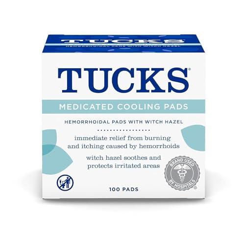 TUCKS Medicated Cooling Pads, 100 Count – Pads with Witch Hazel, Cleanses Sensitive Areas, Protects from Irritation, Hemorrhoid Treatment, Medicated Pads Used By Hospitals