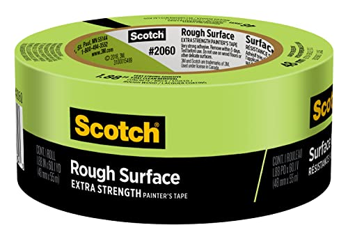 Scotch Rough Surface Extra Strength Painter's Tape, 1.88 in x 60.1 yd, Tape Protects Surfaces and Removes Easily, Rough Surface Painting Tape for Indoor and Outdoor Use, 1 Roll (2060-48MP)