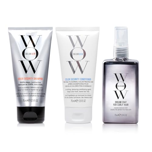 COLOR WOW Dream Curly Travel Size Kit – Color Security Shampoo & Conditioner (2.5 oz), Dream Coat for Curly Hair (2.5 oz). The ultimate curl collection