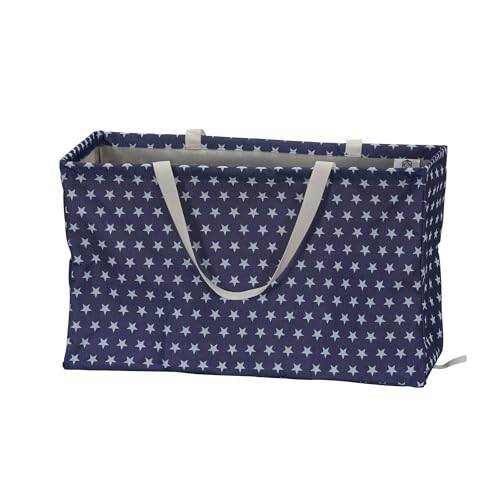 Household Essentials 2240 Krush Canvas Utility Tote | Reusable Grocery Shopping Laundry Carry Bag | Blue With White Stars, 22' L X 11' W X 13' H,