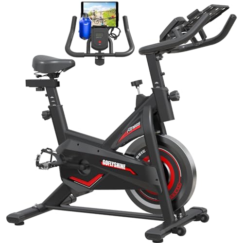 GOFLYSHINE Exercise Bikes Stationary,Exercise Bike for Home Indoor Cycling Bike for Home Cardio Gym,Workout Bike with pad Mount & LCD Monitor,Silent Belt Drive