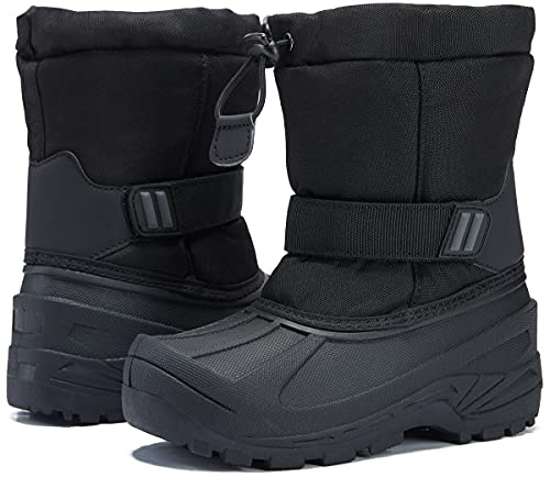 MORENDL Toddler Snow Boots Classic Winter Outdoor Waterproof Slip Resistant Kids Boots for Cold-Weather Hiking Black 6 US Toddler