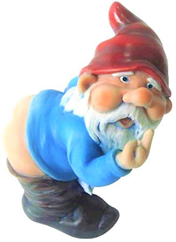 Funny Guy Mugs Middle Finger Gnome Statue - Mooning Gnome - Indoor or Outdoor Garden Gnome Sculpture for Patio, Yard or Lawn - Funny Gnomes Inappropriate Gifts - Naughty Gnomes
