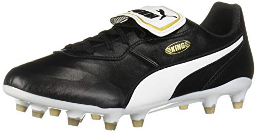 PUMA Men's KING TOP FIRM GROUND Soccer Cleat, Puma Black-Puma White, 10.5