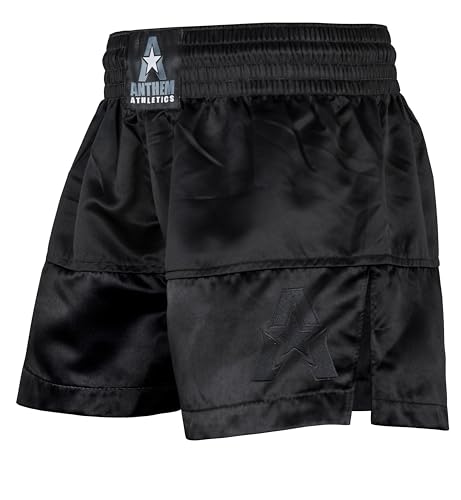 Anthem Athletics 50/50 Muay Thai Shorts - Kickboxing Short Boxing Trunks for Men & Women - Black - Medium