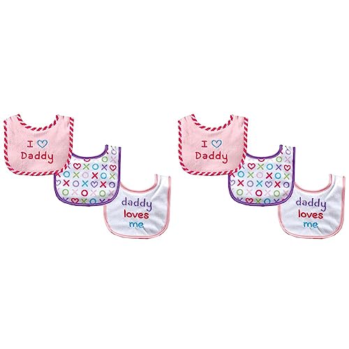Luvable Friends Unisex Baby Cotton Drooler Bibs with Fiber Filling, Pink Daddy, One Size