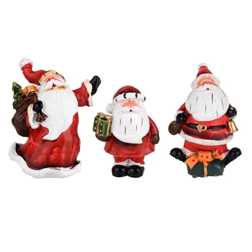 KUZIUA 3 PCS Christmas Santa Claus Decoration, Small-Middle-Large Santa Claus Figurines for Table Top Centerpiece Fireplace Decor, Xmas Gift - Winter Christmas Party Home Decor