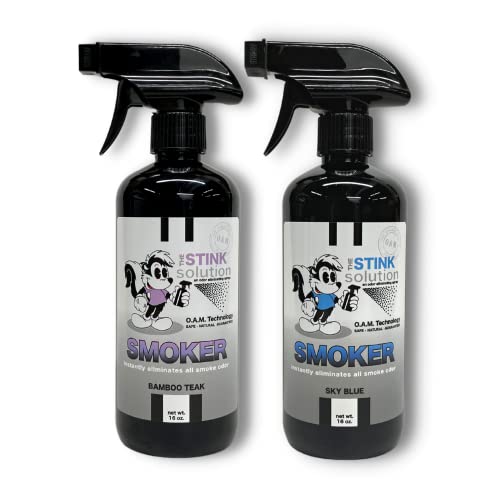Smokers Odor Eliminating Spray Completely removes Smoke Odors. Proven Formula Using OAM Technology That Safely removes Odors for Good. 1 Bamboo Teak and 1 Sky Blue scents