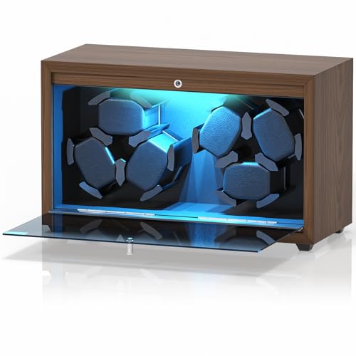 iFregga Watch Winder, 6 Slots Automatic Watch Winders with Serenity Blue Backlight and Memory Foam Pad, Open Lid Tech, 4 Modes (Adapter Not Included)
