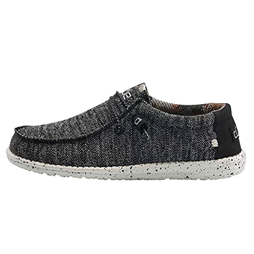 Hey Dude Men's Wally Sox Black White Size 8 | Men’s Shoes | Men's Lace Up Loafers | Comfortable & Light-Weight
