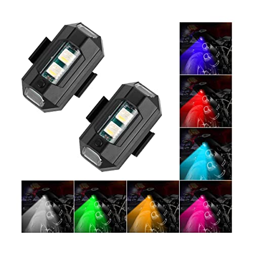 AICEL 2Pcs Mini LED Strobe Lights, Upgrade 7 Colors Led Aircraft Strobe Lights, USB Charging Magnetic Lights, Night Signal Emergency Warning Light for Car Motorcycle Bike Drone