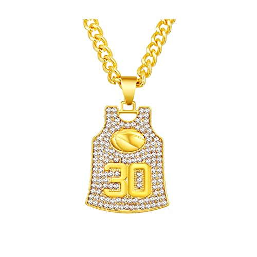 Winssigma Gold Basketball Jersey Necklace, Basketball Number Necklace for Basketball Fans Star Memorial Souvenir
