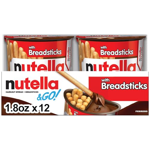 Nutella & GO! Bulk 12 Pack, Hazelnut and Cocoa Spread with Breadsticks, Snack Cups for Kids, 1.8 oz Each