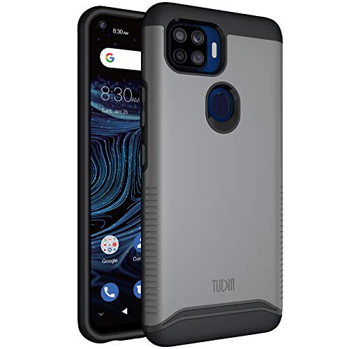 TUDIA DualShield Designed for ZTE Blade X1 5G Case, [Merge] Shockproof Tough Dual Layer Hard PC Soft TPU Slim Protective Case Cover - Metallic Slate